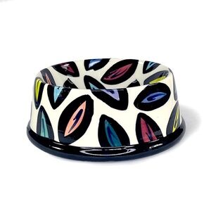 Colored Leaves Handmade Ceramic Vintage Dog Bowl